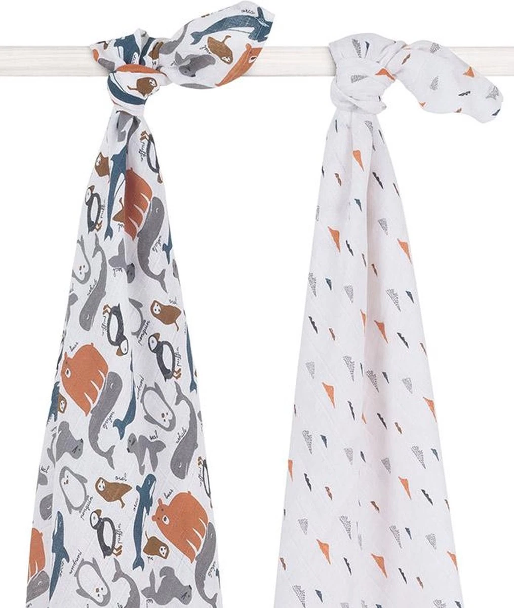 Jollein Hydrofiel Multidoek Meadow 115x115cm - Rosewood - 2 Stuks 4 Jollein Hydrofiel Multidoek Meadow 115x115cm - Rosewood - 2 Stuks - Afbeelding 2