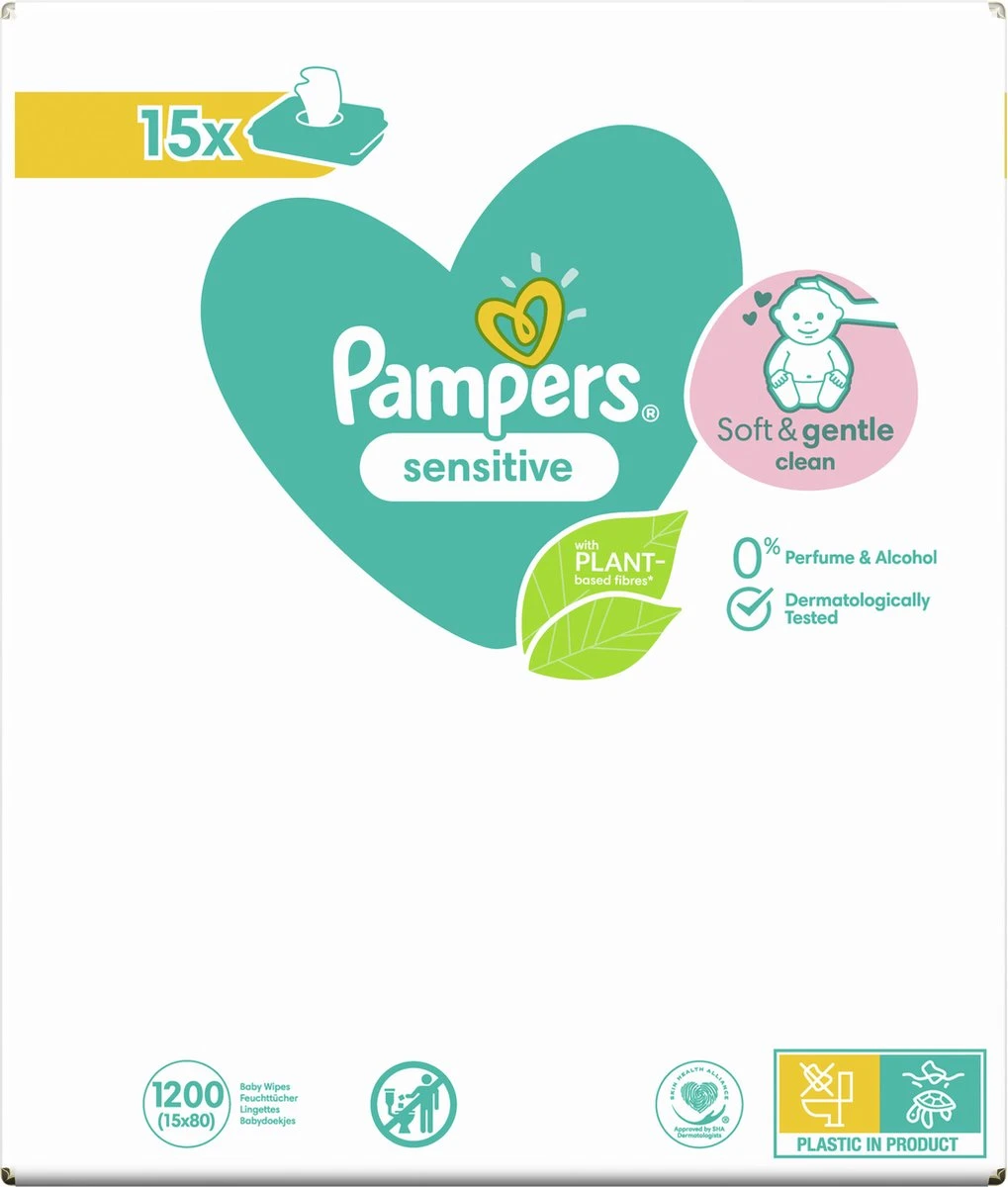 Pampers® Pampers Sensitive Billendoekjes - 1200 Doekjes 14 Pampers® Pampers Sensitive Billendoekjes - 1200 Doekjes - Afbeelding 12