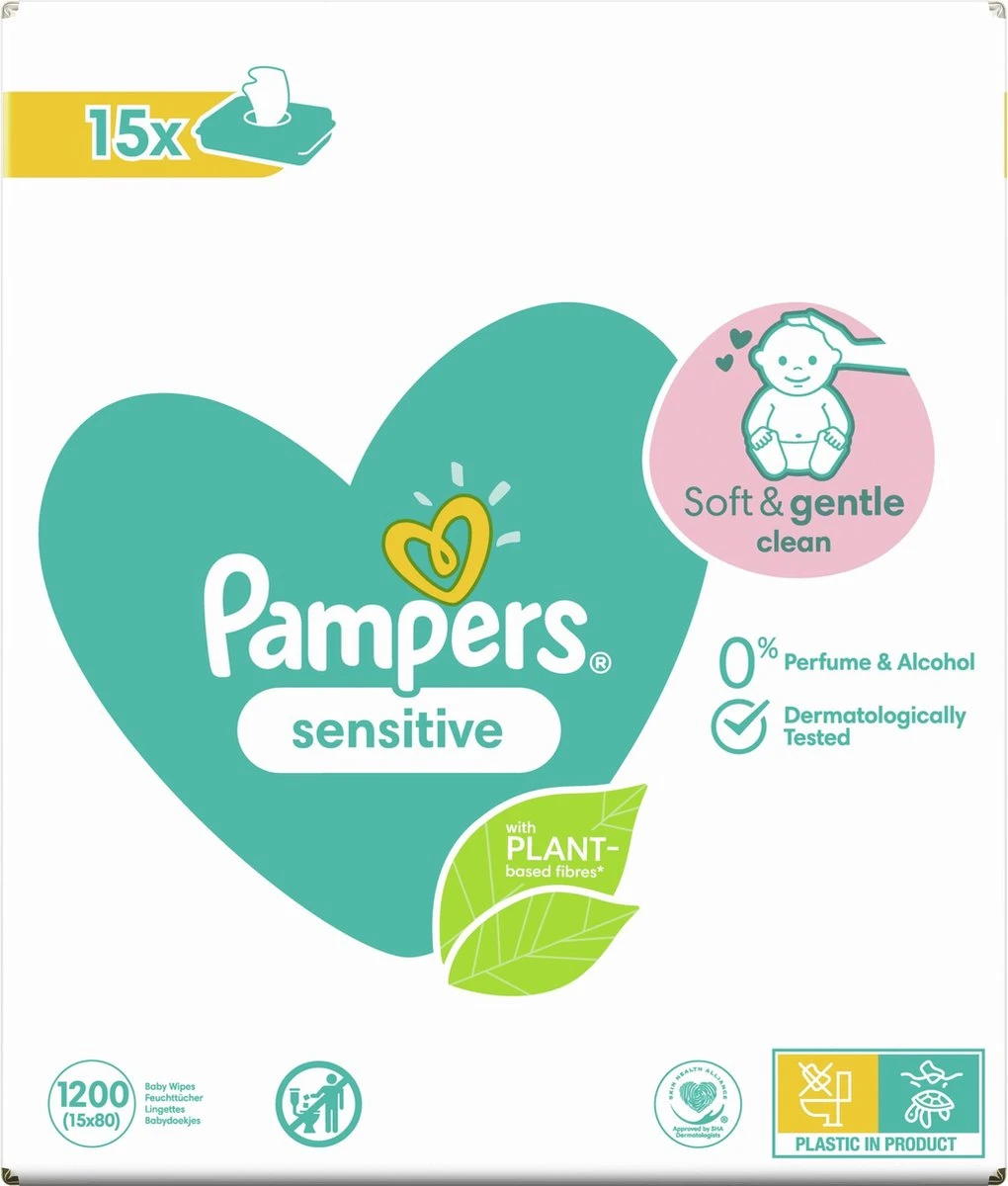 Pampers® Pampers Sensitive Billendoekjes - 1200 Doekjes 18 Pampers® Pampers Sensitive Billendoekjes - 1200 Doekjes - Afbeelding 16