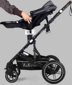 Belecoo - Luxe Kinderwagen - 3-in-1 Buggy - Opklapbare Wandelwagen - Autostoel - Wieg - Multifunctioneel - Zwart 13 Belecoo - Luxe Kinderwagen - 3-in-1 Buggy - Opklapbare Wandelwagen - Autostoel - Wieg - Multifunctioneel - Zwart -Winkel Voor Babyproducten 1021x1200 8