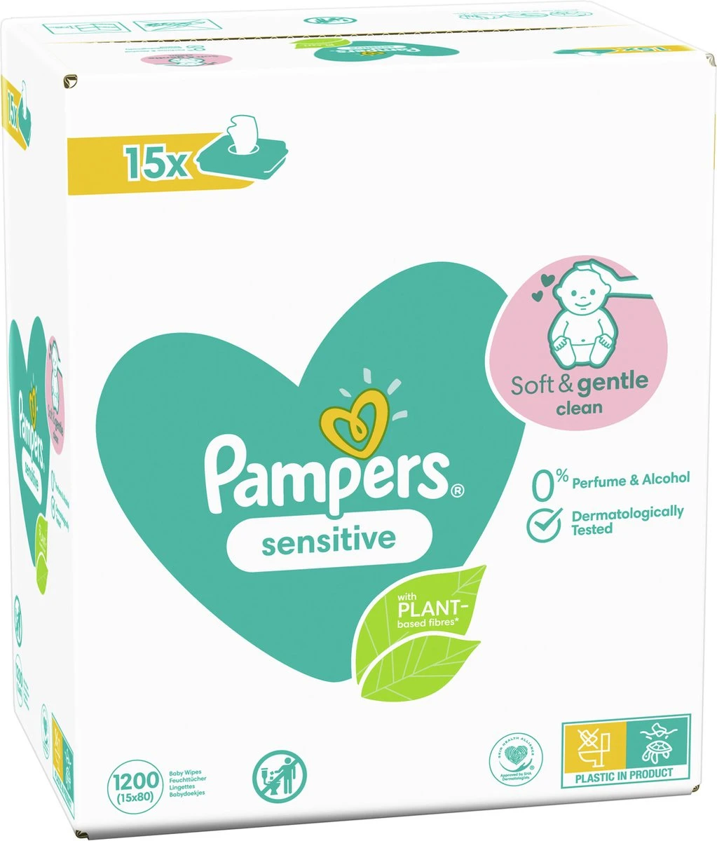 Pampers® Pampers Sensitive Billendoekjes - 1200 Doekjes 4 Pampers® Pampers Sensitive Billendoekjes - 1200 Doekjes - Afbeelding 2