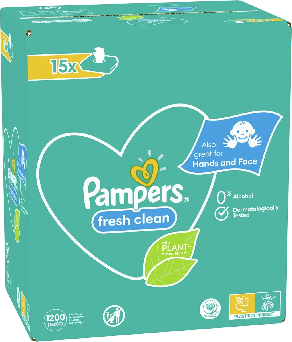 Pampers® Pampers Fresh Clean Billendoekjes - 1200 Doekjes 4 Pampers® Pampers Fresh Clean Billendoekjes - 1200 Doekjes - Afbeelding 2