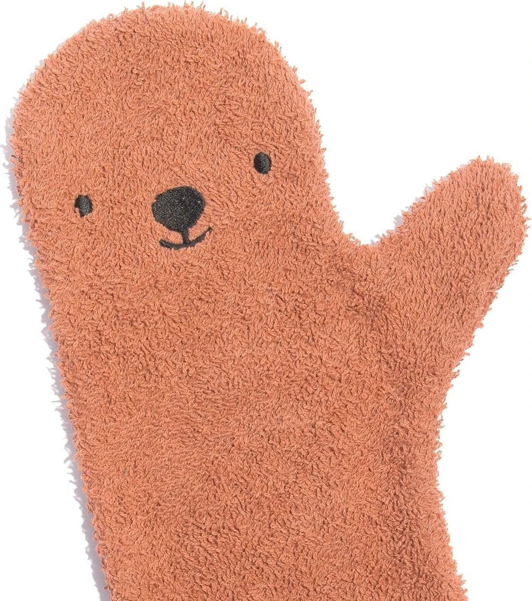 Invented 4 Kids - Douche Washandje - Washandjes - Roestbruin Beer 3 Invented 4 Kids - Douche Washandje - Washandjes - Roestbruin Beer