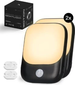 Nachtlampje Stopcontact Met Bewegingssensor Voor Kinderen & Volwassenen - Babykamer - Warm Wit - 2 Stuks