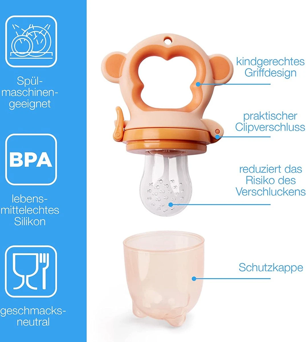 2 Fruitspenen Aap Voor Baby & Peuter + 6 Siliconen Spenen In 3 Maten - Veilig + BPA Vrij -2 Fruitspenen - Fopspeen Fruit Net Fruit Speen Baby Speen Fruit Groente Pap Babyvoeding 6 2 Fruitspenen Aap Voor Baby & Peuter + 6 Siliconen Spenen In 3 Maten - Veilig + BPA Vrij -2 Fruitspenen - Fopspeen Fruit Net Fruit Speen Baby Speen Fruit Groente Pap Babyvoeding - Afbeelding 4