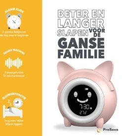 ProSova Slaaptrainer Voor Kinderen - Kinderwekker - Wake Up Light - Nachtlamp - USB Poort - Roze - + Gratis (E)-Slaapboek -Winkel Voor Babyproducten 1077x1200