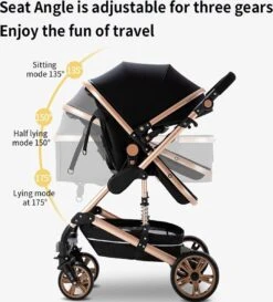 Luxe Kinderwagen 3 In 1 - Wandelwagen - Kinderwagen 3-in-1 Incl Autostoel - Kinderwagen Maxi Cosi – Buggy 3 In 1 - Newborn - Zwart/goud -Winkel Voor Babyproducten 1084x1200 13