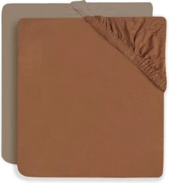 Jollein Baby Hoeslaken Jersey 60x120cm - Caramel/Biscuit - 2 Stuks