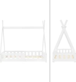 ML-Design Kinderbed Tipi 70x140 Cm Wit Met Uitvalbeveiliging En Lattenbodem, Gemaakt Van Grenen Hout, Indianenbed Van Massief Hout Voor Meisjes & Jongens, Huisbed Met Hek Kinderhuisje Jeugdbed -Winkel Voor Babyproducten 1110x1200 3