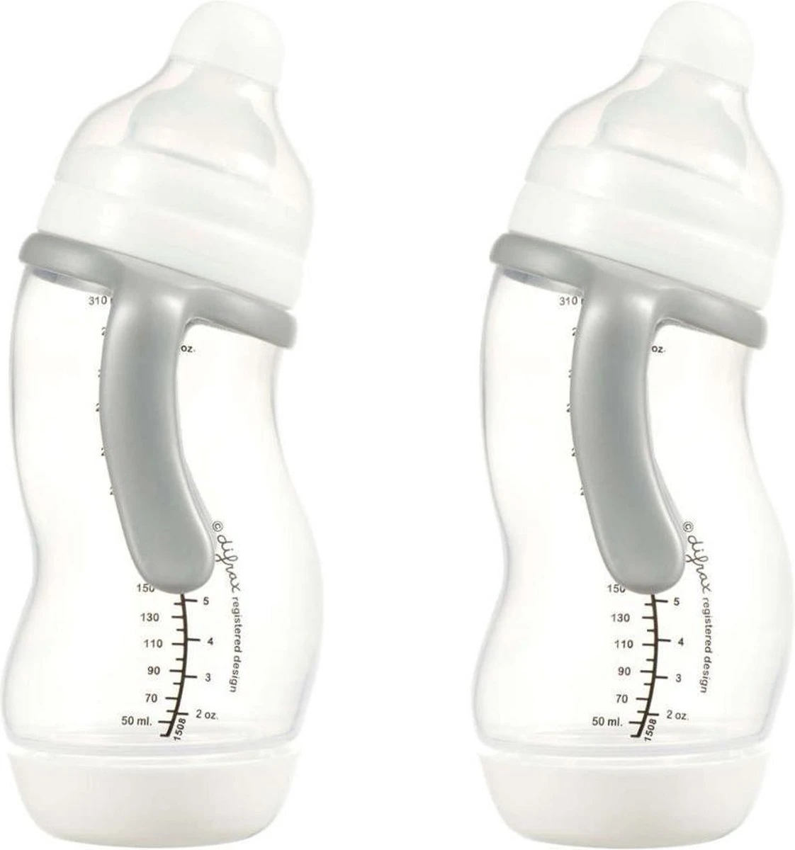 Difrax Anti-Colic Papfles XL Wide - 310 Ml - Wit/Transparant - 2 Stuks