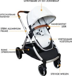 Deryan Evy Kinderwagen - Duo Kinderwagen - Uitbreidbaar - Inclusief Reiswieg - Creme -Winkel Voor Babyproducten 1135x1200 11