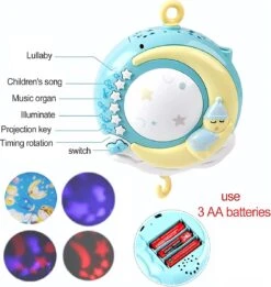 Baby Muzikale Wieg Mobiel, Alldo 360 ° Draaibare Mobiele Wieg Voor Baby's Met Muziek, Verlichting, Multifunctioneel Hangend Born Cot Toy Bedbel Speelgoed Met Afstandsbediening En Projectie -Winkel Voor Babyproducten 1137x1200 6