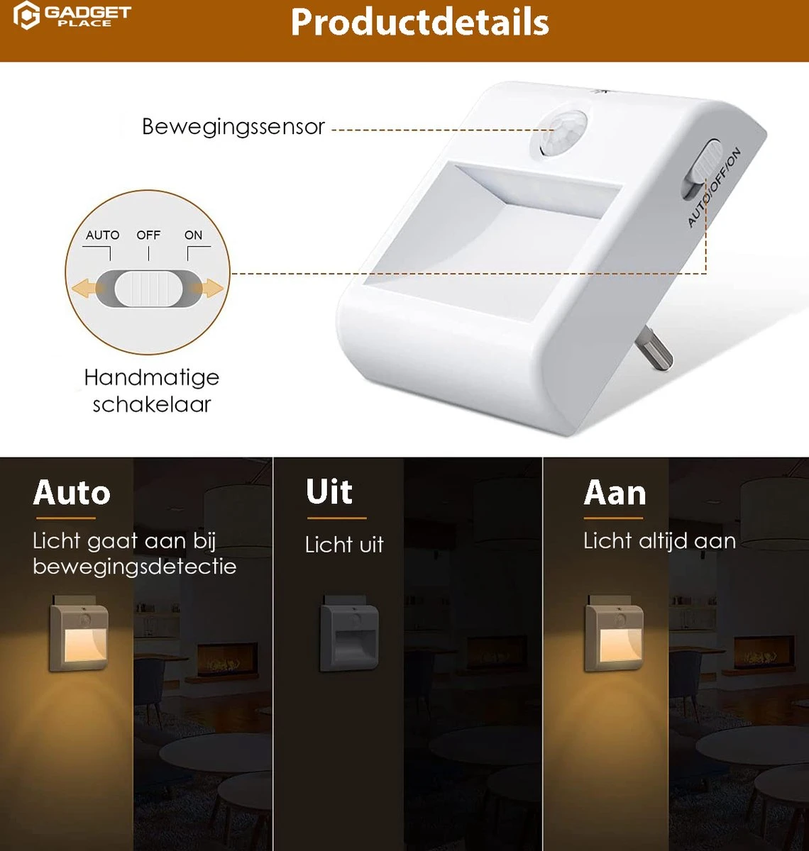 Dimbaar Nachtlampje Stopcontact Met Bewegingssensor Voor Kinderen & Volwassenen - Warm Wit - 2 Stuks 8 Dimbaar Nachtlampje Stopcontact Met Bewegingssensor Voor Kinderen & Volwassenen - Warm Wit - 2 Stuks - Afbeelding 6