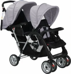 VidaXL Kinderwagen Dubbel Staal Grijs En Zwart -Winkel Voor Babyproducten 1150x1200 10
