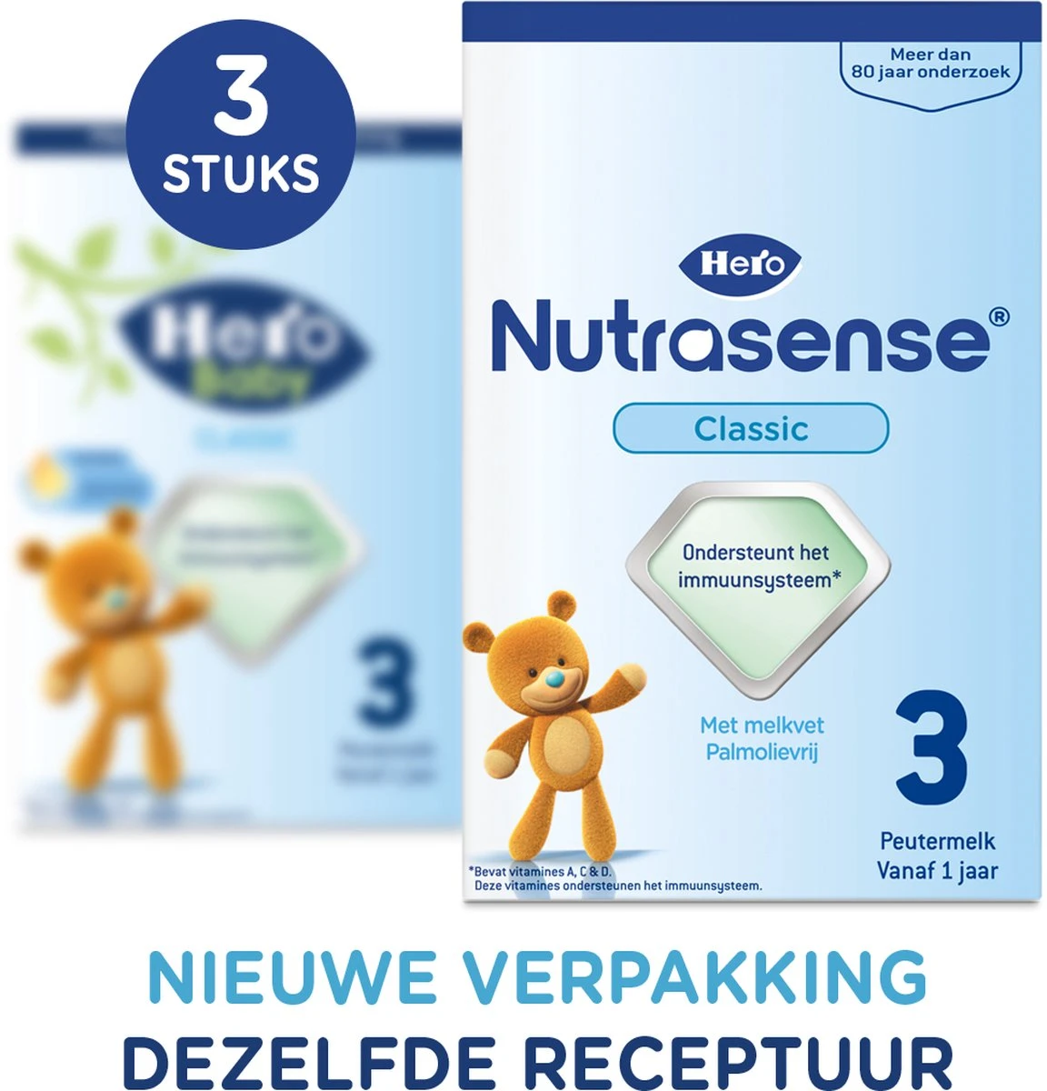 Hero Nutrasense Peutermelk Classic 3 (1+ Jaar) - 3 X 700gr - Met Melkvet - Palmolie Vrij (Voorheen Hero Baby Classic 3) 3 Hero Nutrasense Peutermelk Classic 3 (1+ Jaar) - 3 X 700gr - Met Melkvet - Palmolie Vrij (Voorheen Hero Baby Classic 3)