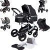 Bronea EXQUISE Luxe Multi-functionele Kinderwagen 3 In 1 | Zwart / Silver | Incl. MATRAS, Buggy, Autostoel, Luiertas, Regenhoes, Voetenwarmer, Muggen Net & Zonneklep -Winkel Voor Babyproducten 1172x1200 15