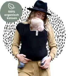 Cuddie Baby Draagdoek - Premium Organic Baby Draagdoek Gemaakt Van Bio Katoen - Newborns Tot 15 Kg - Baby Cadeau - Met Wenskaart - Zwart -Winkel Voor Babyproducten 1178x1200 14