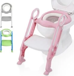 LifeGoods WC Verkleiner Met Trapje - Trainer Met Opstapje - 2 Tot 7 Jaar - Roze/Wit