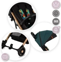 MoMi Wandelwagen - Compacte Lichtgewicht Buggy - Estelle - Green-Gold (geschikt Van 6mnd - 15kg) -Winkel Voor Babyproducten 1183x1200 13