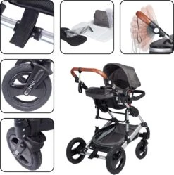 Bronea EXQUISE Luxe Multi-functionele Kinderwagen 3 In 1 | Zwart / Silver | Incl. MATRAS, Buggy, Autostoel, Luiertas, Regenhoes, Voetenwarmer, Muggen Net & Zonneklep -Winkel Voor Babyproducten 1191x1200 20