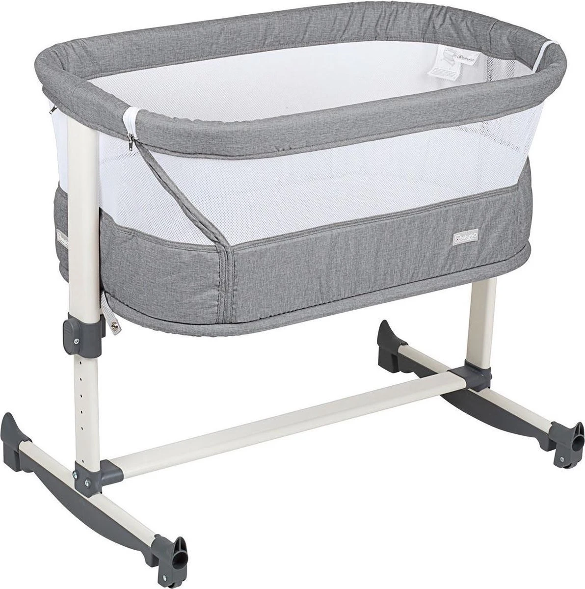 BabyGO Co Sleeper Wieg Met Schommelfuntie Vivaldi Grey 3 BabyGO Co Sleeper Wieg Met Schommelfuntie Vivaldi Grey