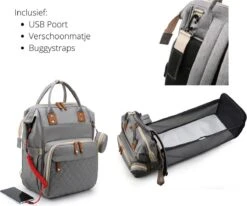 Humpy Dumpy Stijlvolle Luiertas Rugzak (Zwart) Met Uitschuifbaar Verschoon/ Slaap Bedje. Incl. Verschoon Matje, USB Poort & Buggy Straps -Winkel Voor Babyproducten 1200x1001 7