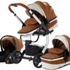 Merkloos BrightWise® Luxe Kinderwagen 3 In 1 Voldoet Aan Alle Europese Veiligheidscertificaten - Wandelwagen - Kinderwagen 3-in-1 Incl Autostoel - Kinderwagen Maxi Cosi – Buggy 3 In 1 - Newborn - Leer - Bruin -Winkel Voor Babyproducten 1200x1013 1