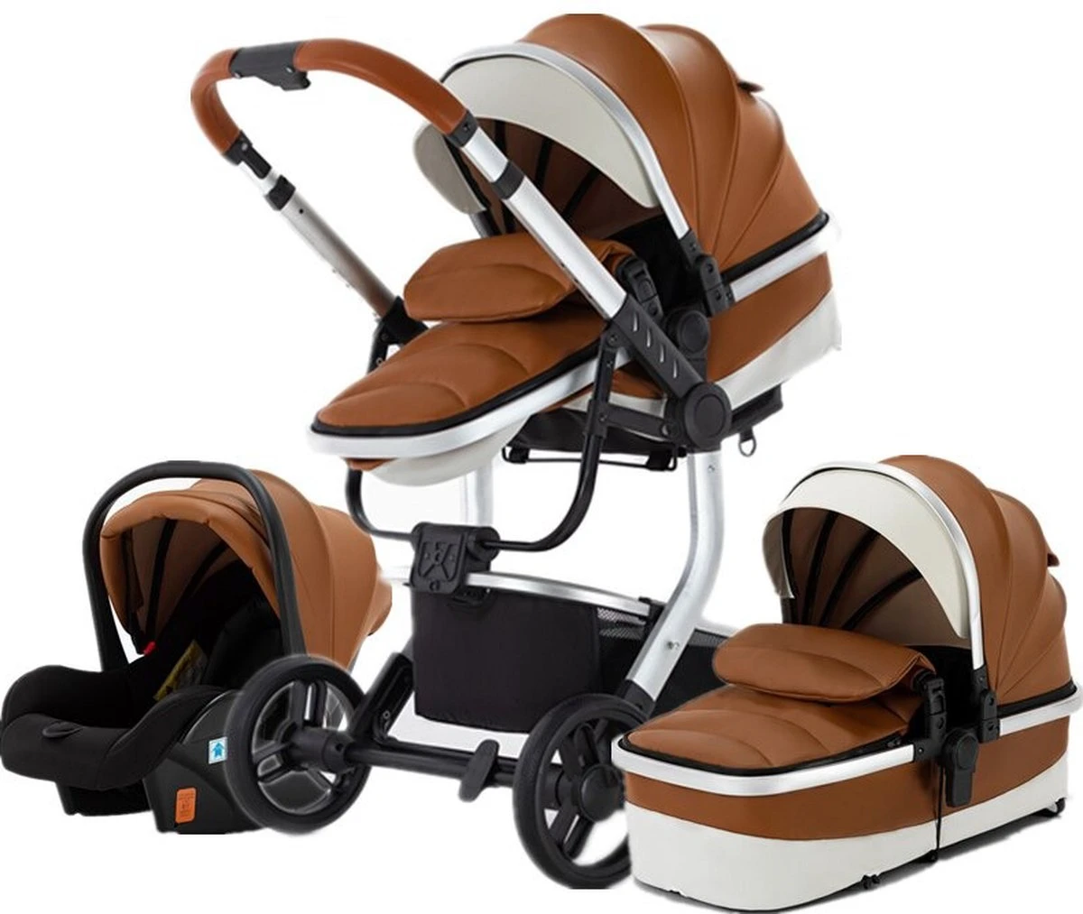 Merkloos BrightWise® Luxe Kinderwagen 3 In 1 Voldoet Aan Alle Europese Veiligheidscertificaten - Wandelwagen - Kinderwagen 3-in-1 Incl Autostoel - Kinderwagen Maxi Cosi – Buggy 3 In 1 - Newborn - Leer - Bruin 3 Merkloos BrightWise® Luxe Kinderwagen 3 In 1 Voldoet Aan Alle Europese Veiligheidscertificaten - Wandelwagen - Kinderwagen 3-in-1 Incl Autostoel - Kinderwagen Maxi Cosi – Buggy 3 In 1 - Newborn - Leer - Bruin