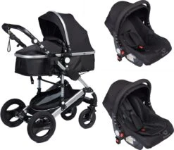 Bronea EXQUISE Luxe Multi-functionele Kinderwagen 3 In 1 | Zwart / Silver | Incl. MATRAS, Buggy, Autostoel, Luiertas, Regenhoes, Voetenwarmer, Muggen Net & Zonneklep -Winkel Voor Babyproducten 1200x1036 1