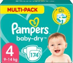Pampers® Pampers Baby-Dry Luiers - Maat 4 (9-14 Kg) - 174 Stuks - Multi-Pack