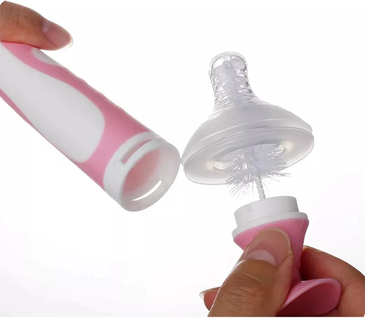 Merkloos Flessenborstel - Schoonmaakborstel Babyfles - Flessenreiniger - Fles Afwasborstel - Borstel Voor Drinkbus Of Drinkfles - Silicone - Duurzaam - Roze 6 Merkloos Flessenborstel - Schoonmaakborstel Babyfles - Flessenreiniger - Fles Afwasborstel - Borstel Voor Drinkbus Of Drinkfles - Silicone - Duurzaam - Roze - Afbeelding 4