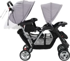 VidaXL Kinderwagen Dubbel Staal Grijs En Zwart -Winkel Voor Babyproducten 1200x1050 3