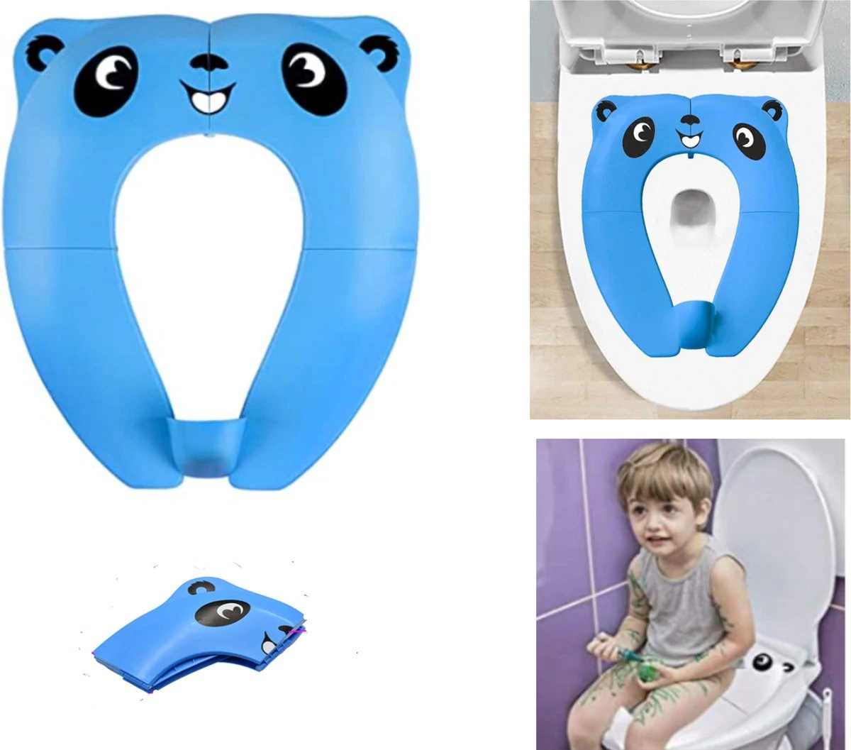 Merkloos WC Verkleiner Blauw Panda Ontwerp - Toilettrainer - Opvouwbare Toilet Zitje - Toiletbril Verkleiner - Kinder WC Bril 3 Merkloos WC Verkleiner Blauw Panda Ontwerp - Toilettrainer - Opvouwbare Toilet Zitje - Toiletbril Verkleiner - Kinder WC Bril