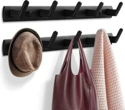 Bonoff Wandkapstok - Set Van 2 - Kapstok – Wandkapstok – Luxe Zwart Moderne Look - 5 Haaks - RVS Metaal – Kapstok Haken – Kapstok Hangend - Kapstokken