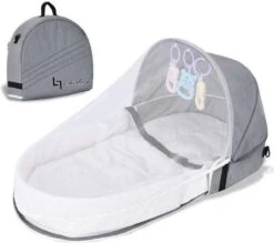 Lopoleis Campingbedje – Campingbedje Met Matras – Òpvouwbaar – Baby Tentje – Grijs