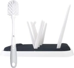 STACK Flessen Droogrek Met Flessenborstel | Zwart - Geschikt Voor Flessen En Doppen - Droogrek Voor Flessen - Baby Flessenrek - Afdruiprek Baby - Drying Rack - Babyfles Droogrek - Afdruiprek Fles Met Lekbak - Afdruiprek - Babyflessen - Flessenrek