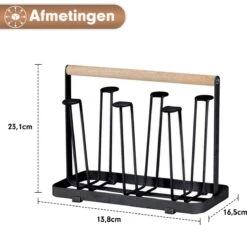 Flessenrek - Droogrek Babyfles - Flessen Rek Baby - Flessendroogrek - Afdruiprek - Afwasrek - Flessenrekje - Lekbak - Égouttoir - Zwart Met Houten Handvat - Vetalo -Winkel Voor Babyproducten 1200x1095 2