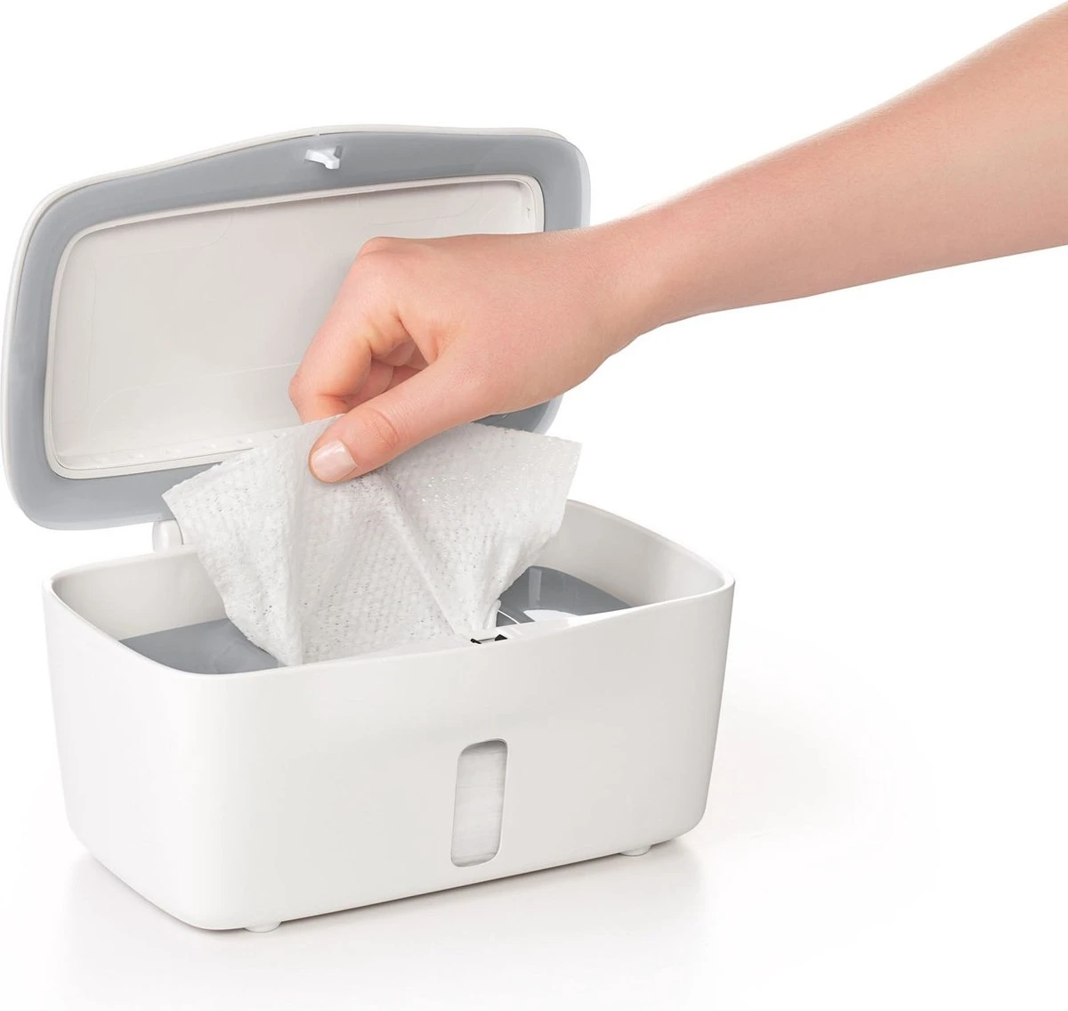 OXO Tot Doekjesverdeler - Billendoekjesdoos- Billendoekjes Houder - Billendoekjesbox - Wipe Box- Vochtige Doekjes Houder- Wit-Grey 7 OXO Tot Doekjesverdeler - Billendoekjesdoos- Billendoekjes Houder - Billendoekjesbox - Wipe Box- Vochtige Doekjes Houder- Wit-Grey - Afbeelding 5