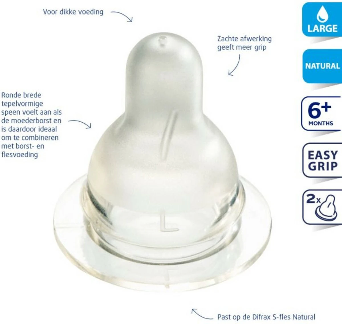 Difrax Flessenspeen Natural - Maat Large - 2 Stuks 11 Difrax Flessenspeen Natural - Maat Large - 2 Stuks - Afbeelding 9