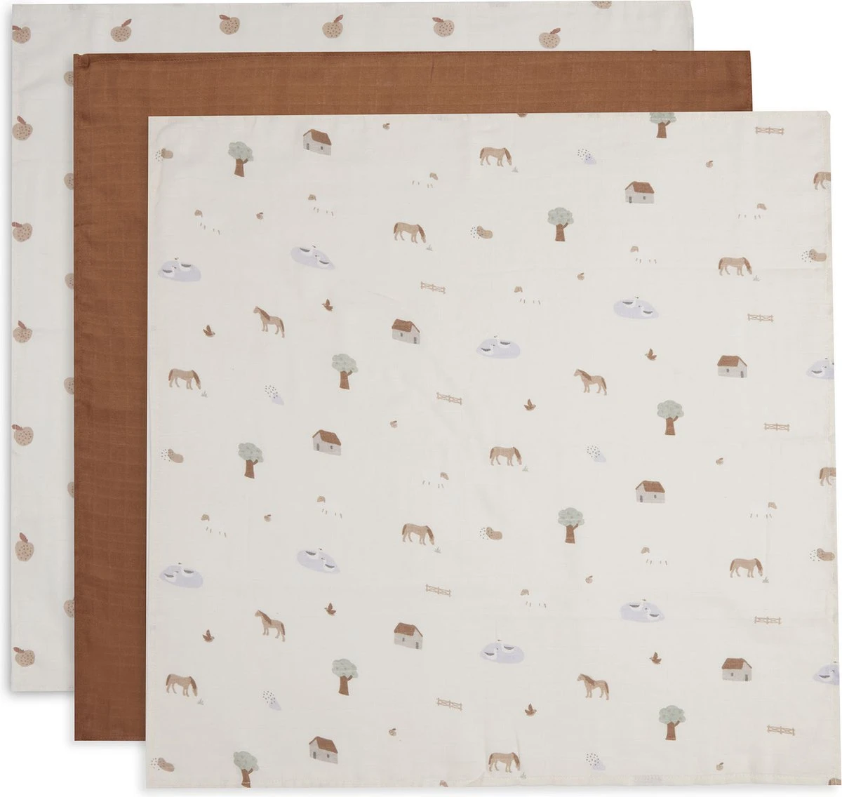 Jollein Hydrofiele Doek Small 70x70cm Farm - 3 Stuks 3 Jollein Hydrofiele Doek Small 70x70cm Farm - 3 Stuks