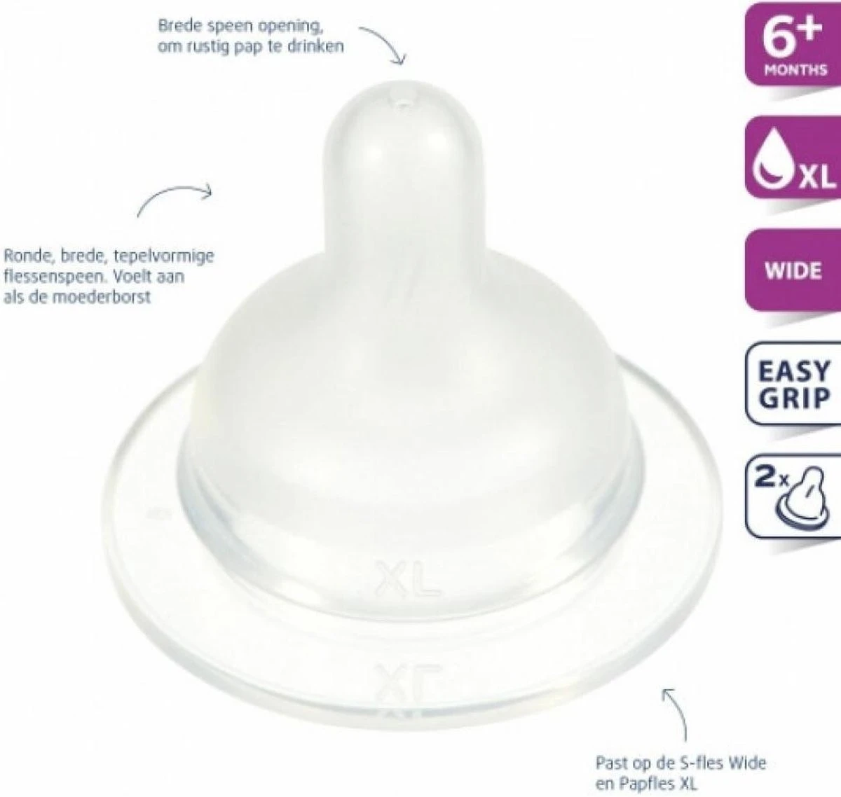 Difrax Flessenspeen Papspeen Wide/Breed - Maat XL - 2 Stuks 4 Difrax Flessenspeen Papspeen Wide/Breed - Maat XL - 2 Stuks - Afbeelding 2