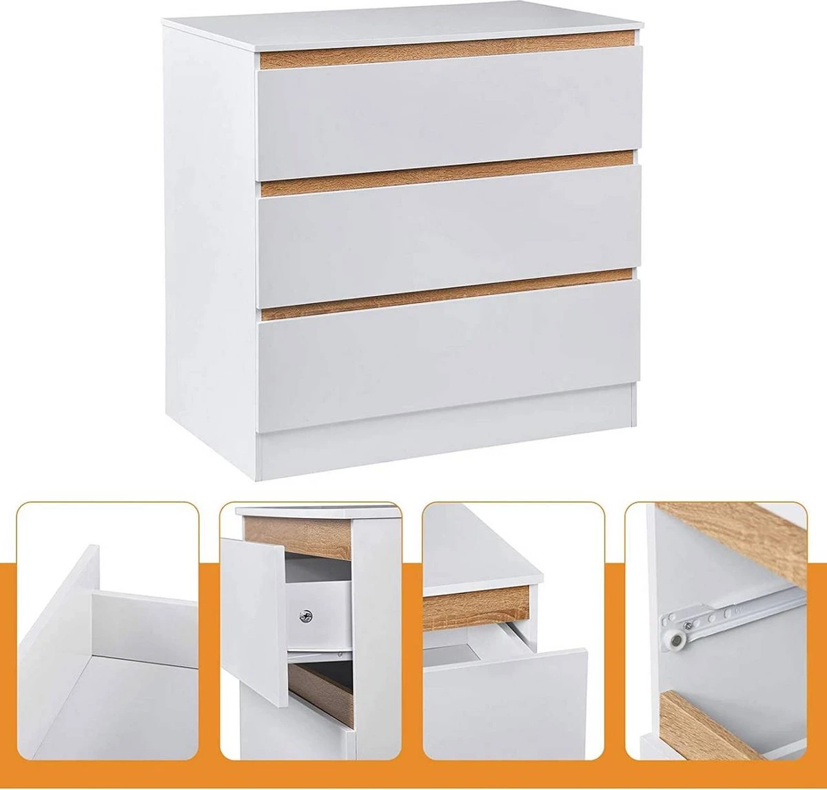 Kamyra® Commode/Ladekast Voor Baby - Verzorgingstafel - Kasten - Babykamer, Badkamer - Wit, 78 X 80 X 48 Cm 5 Kamyra® Commode/Ladekast Voor Baby - Verzorgingstafel - Kasten - Babykamer, Badkamer - Wit, 78 X 80 X 48 Cm - Afbeelding 3