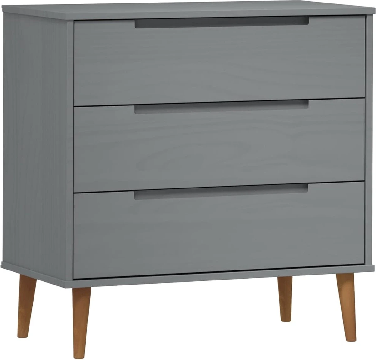 VidaXL Ladekast MOLDE 80x40x80 Cm Massief Grenenhout Grijs 4 VidaXL Ladekast MOLDE 80x40x80 Cm Massief Grenenhout Grijs - Afbeelding 2