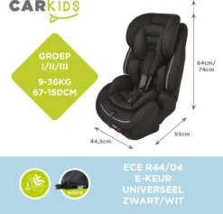 Carkids Verstelbaar Kinderautostoeltje Zwart En Wit | Kinderautostoel Groep 1-2-3 Met Isofix En Top Tether Connector | Kinderen Van 9 Maanden -12 Jaar | 9-36 Kg -Winkel Voor Babyproducten 1200x1150 5