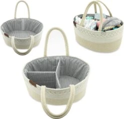 ADSafety - Luxe Katoenen Luiertas - Inclusief Uitneembare Organizer - Verzorgingstas - Opbergtas - Commode Mandje - Baby Spullen - Crème -Winkel Voor Babyproducten 1200x1154 9