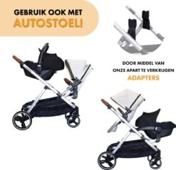 Deryan Evy Kinderwagen - Duo Kinderwagen - Uitbreidbaar - Inclusief Reiswieg - Creme -Winkel Voor Babyproducten 1200x1161 14