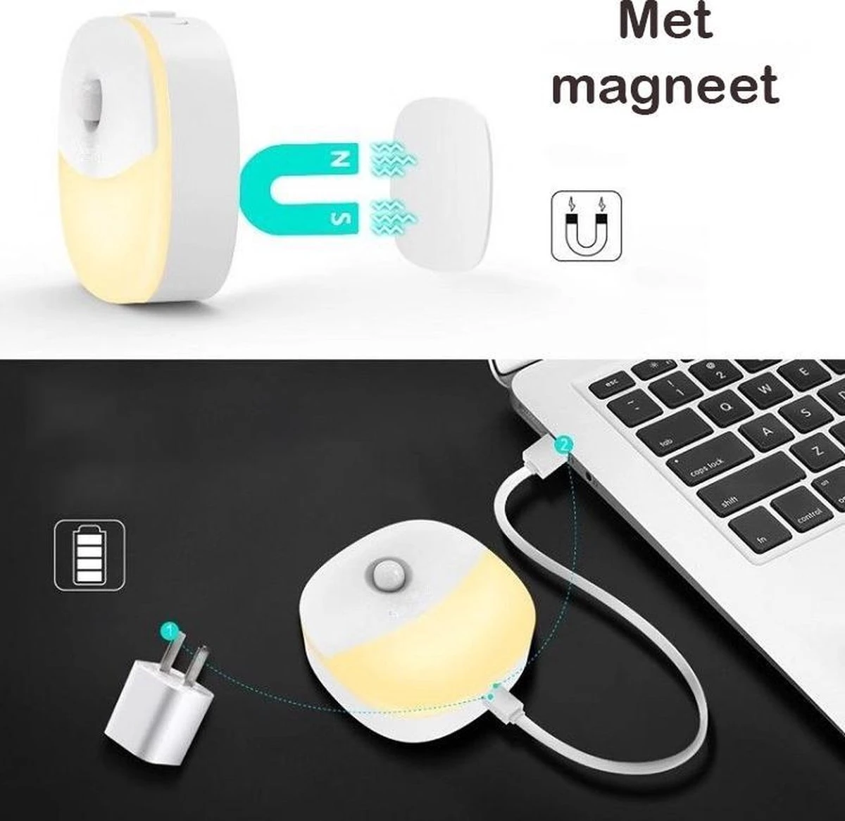 Peerlights® - LED Nachtlampje Draadloos - Dimbare Nachtlampjes Met Bewegingsensor - Nachtlampje Babykamer - Nacht Lamp - Kinderen & Baby – Warm Licht - 2 Stuks 9 Peerlights® - LED Nachtlampje Draadloos - Dimbare Nachtlampjes Met Bewegingsensor - Nachtlampje Babykamer - Nacht Lamp - Kinderen & Baby – Warm Licht - 2 Stuks - Afbeelding 7