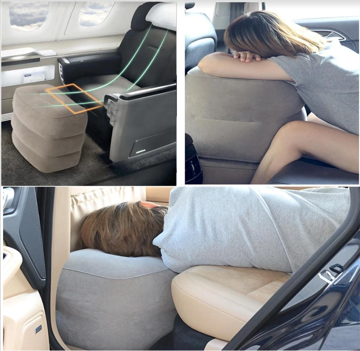 Vliegtuigbedje - Reiskussen - Voetensteun - Multifunctioneel Opblaasbaar Kussen Voor In Het Vliegtuig - Auto - Trein 5 Vliegtuigbedje - Reiskussen - Voetensteun - Multifunctioneel Opblaasbaar Kussen Voor In Het Vliegtuig - Auto - Trein - Afbeelding 3