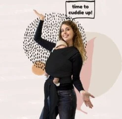 Cuddie Baby Draagdoek - Premium Organic Baby Draagdoek Gemaakt Van Bio Katoen - Newborns Tot 15 Kg - Baby Cadeau - Met Wenskaart - Zwart -Winkel Voor Babyproducten 1200x1171 28