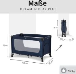 Hauck Dream N Play Plus Campingbedje Set - Met Matras En Muggennet - Navy -Winkel Voor Babyproducten 1200x1173 8